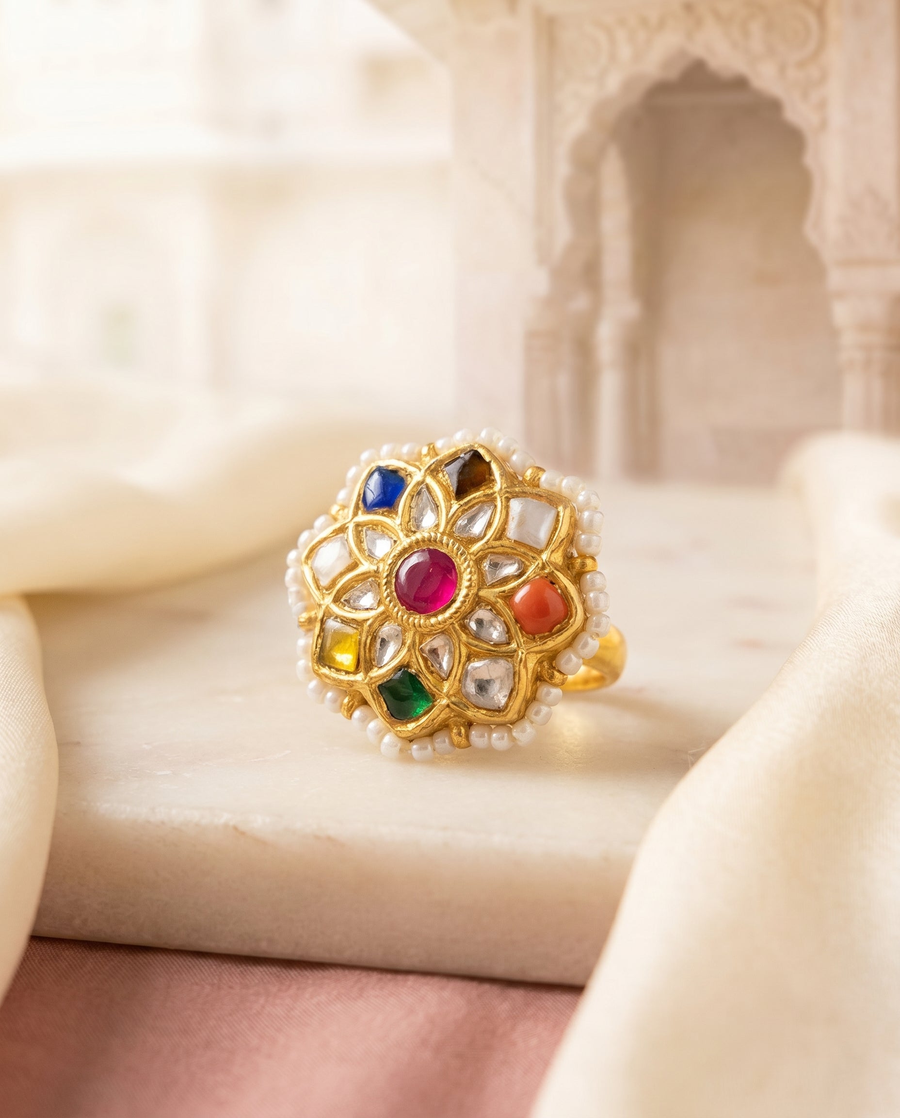 Jharoka Star navaratan ring | Vama Gears
