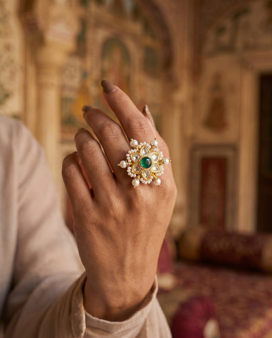 Jharoka Star ring green | Vama Gears