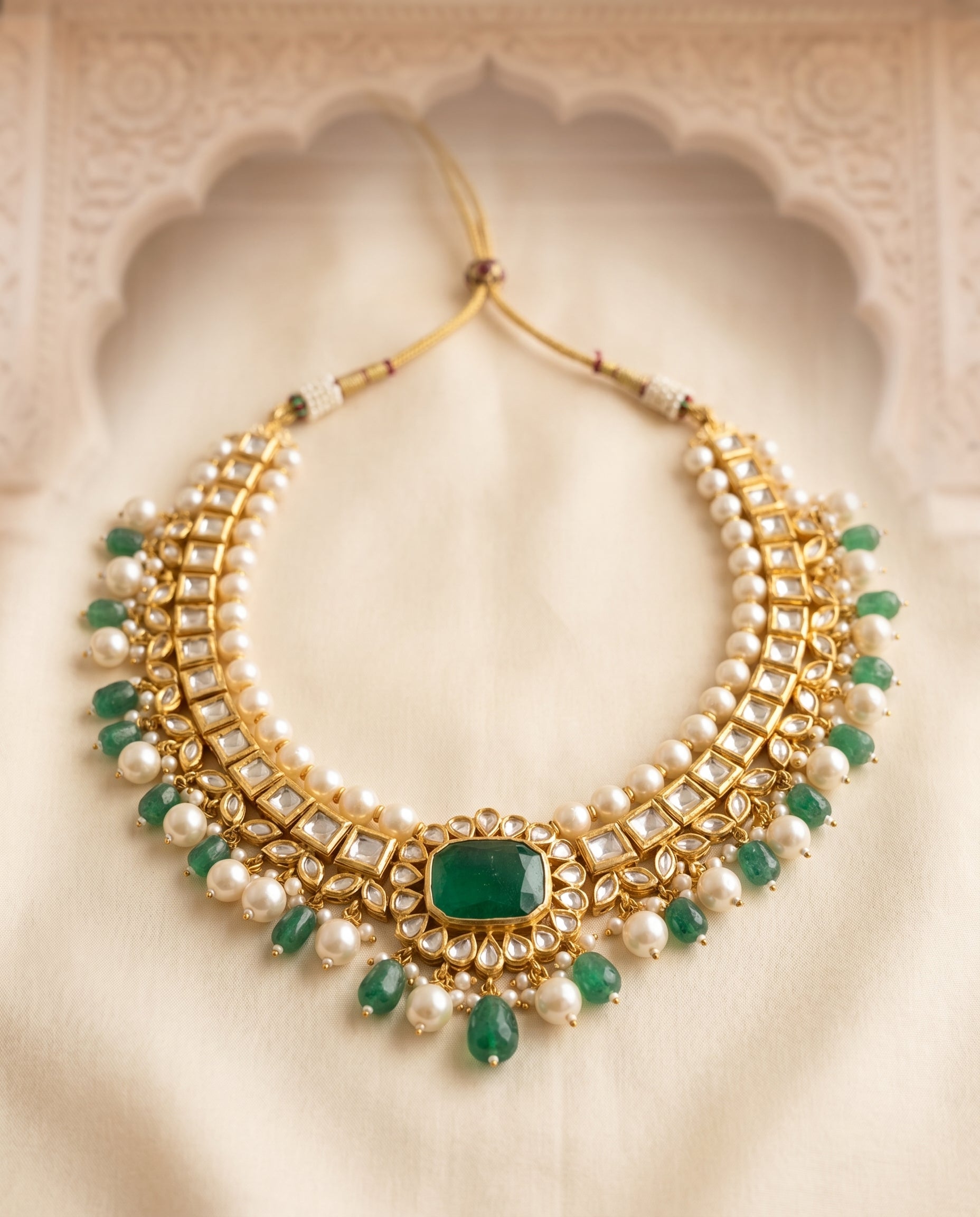 Jharoka Green necklace | Vama Gears