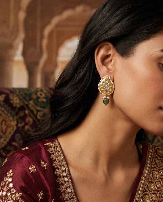 Jharoka Pear shaped earrings | Vama Gears