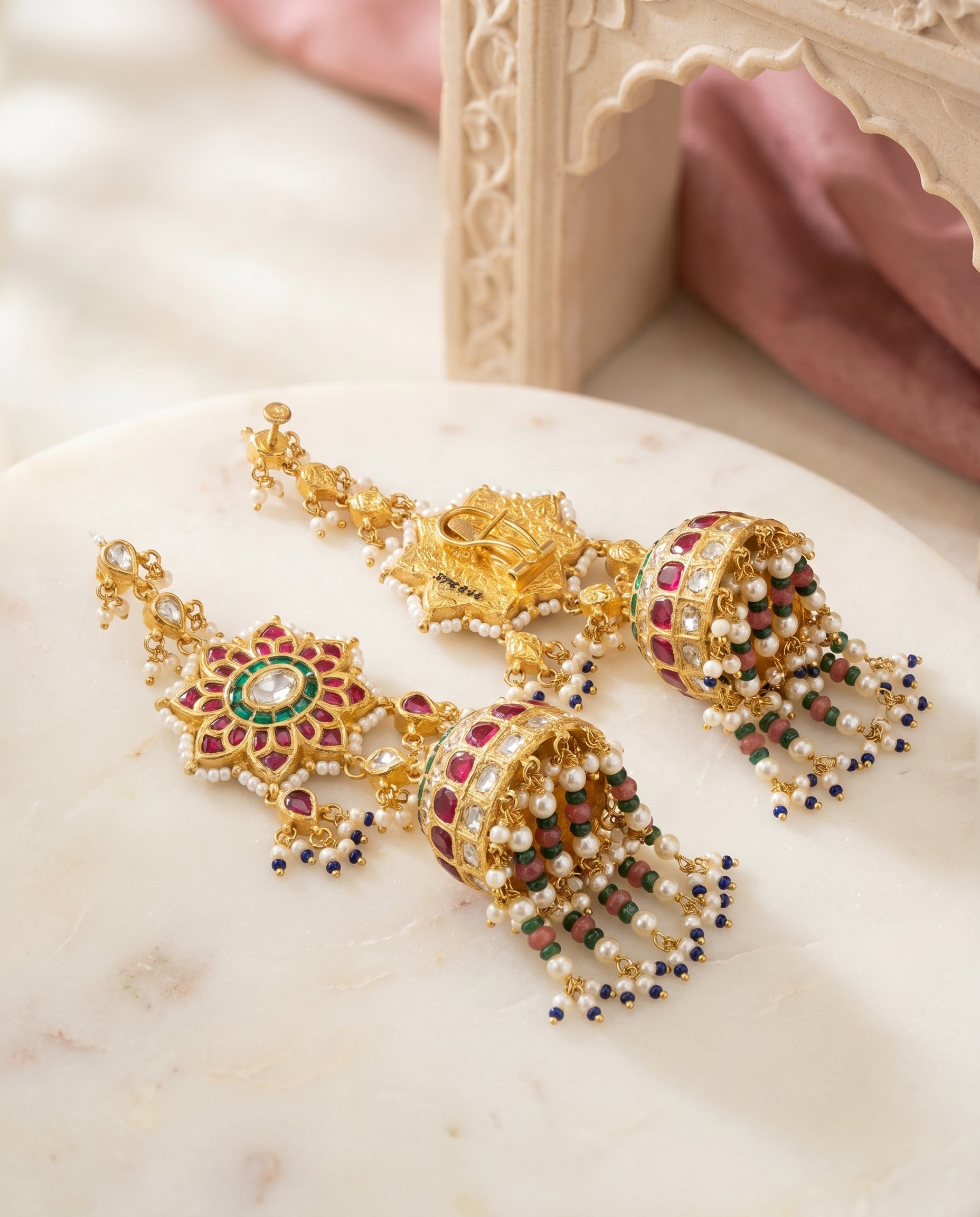 Jharoka Multi color big jhumkis | Vama Gears