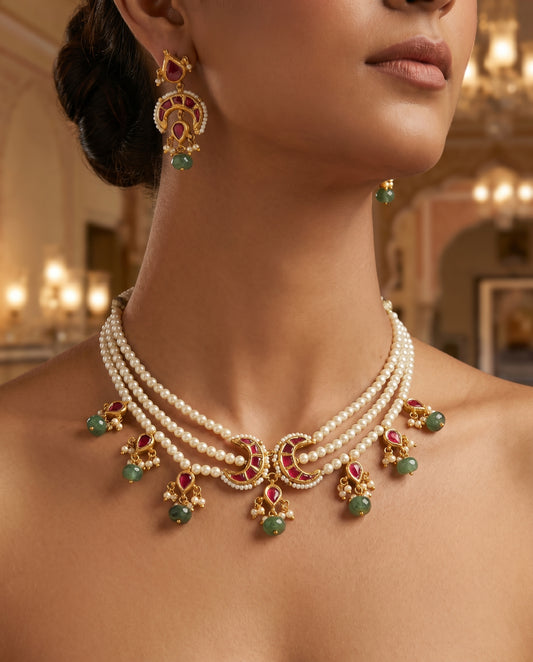 Jharoka Moon choker set | Vama Gears