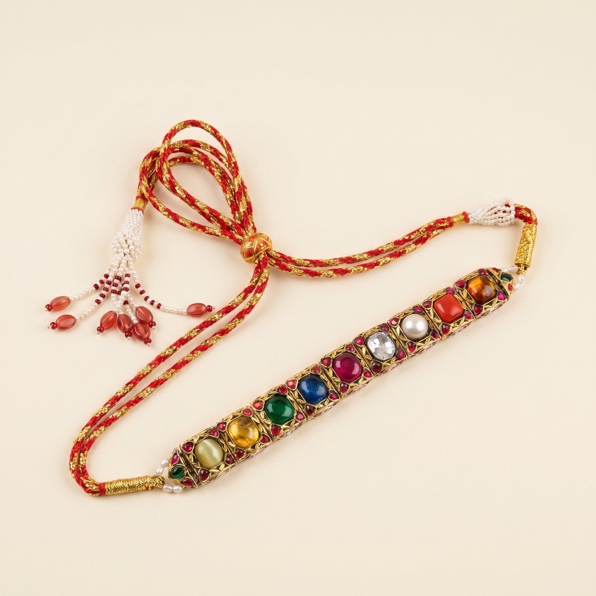 Jharoka Navaratan bracelet cum choker | Vama Gears