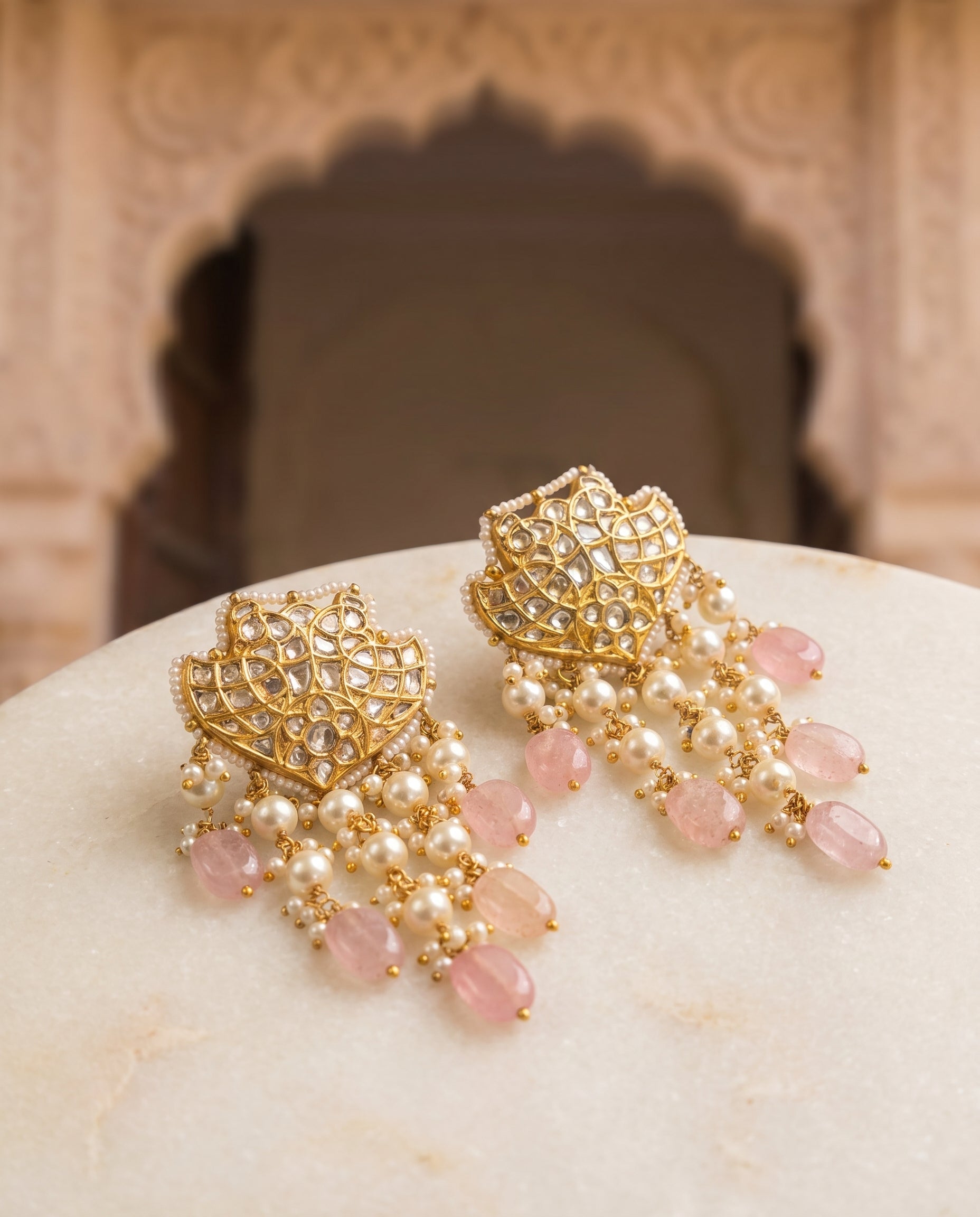 Jharoka Flower dangler earrings | Vama Gears