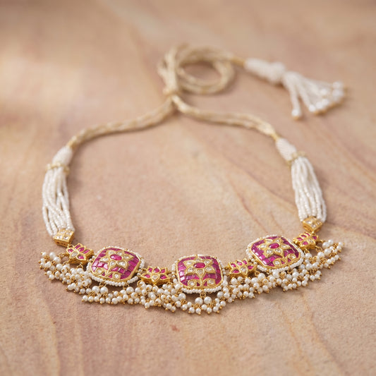 Jharoka Pink lotus set | Vama Gears