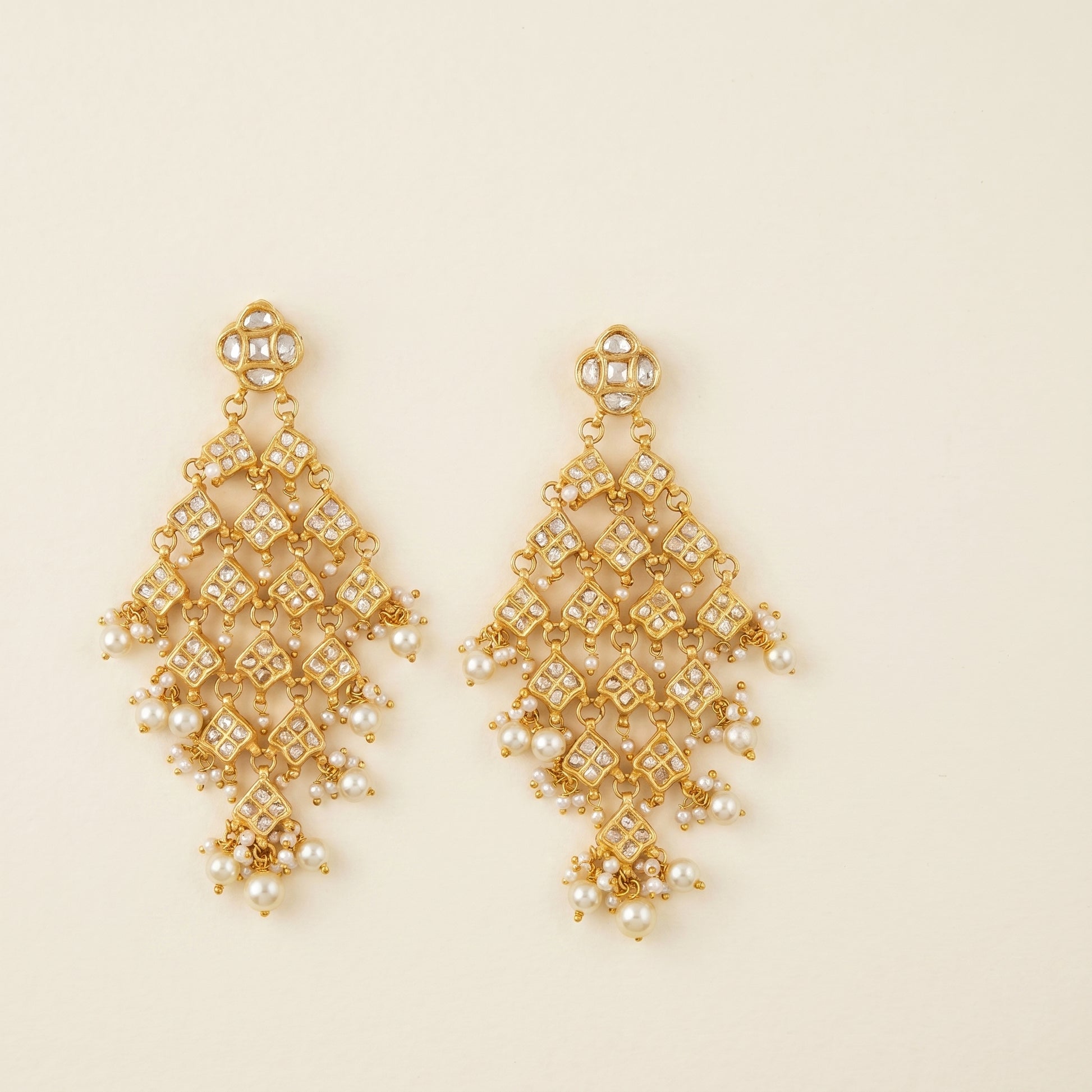 Jharoka Diamond shaped earrings | Vama Gears