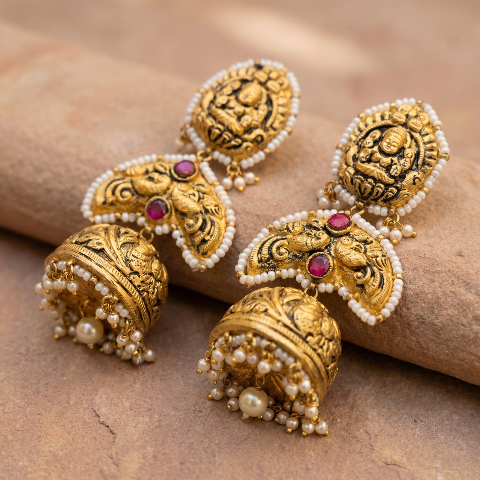 Jharoka Lakshmi temple jhumki | Vama Gears