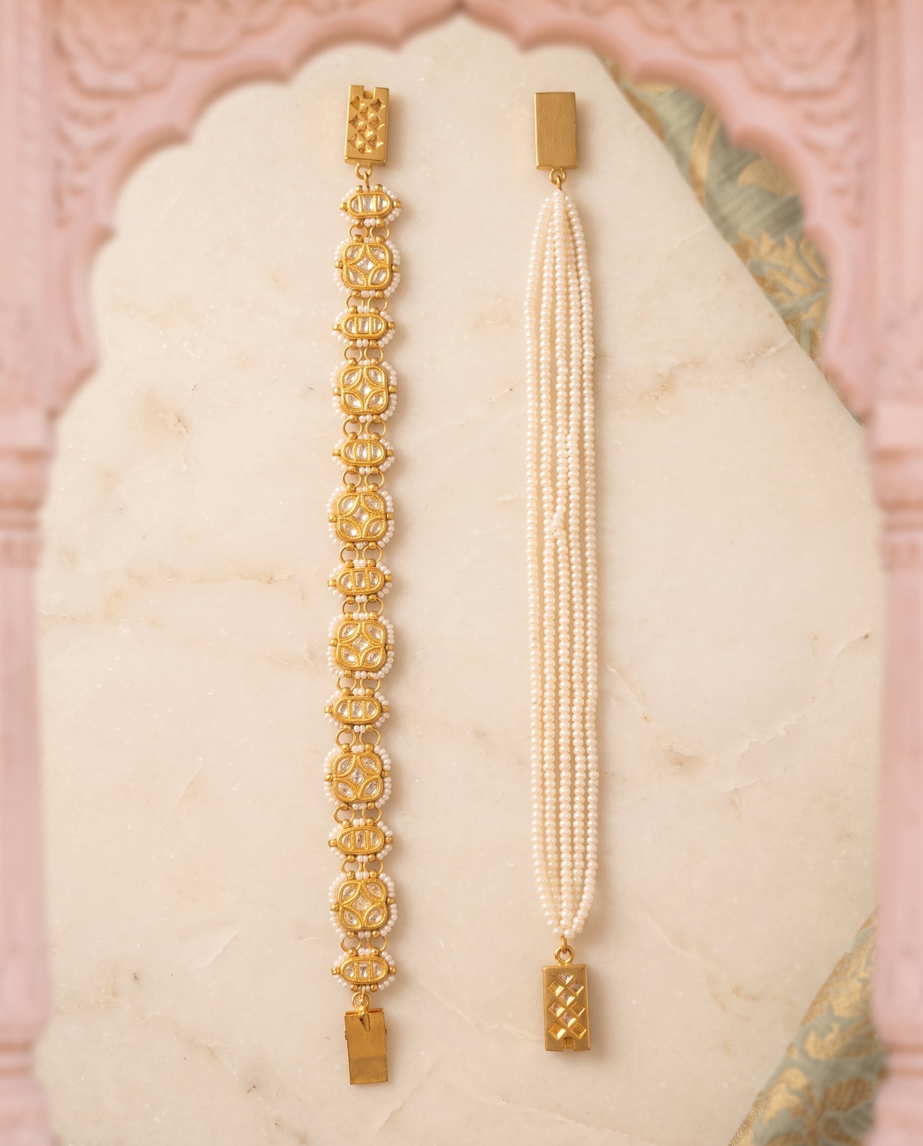 Handcrafted 22kt Gold Bracelet cum Choker with 2 Carat Certified Syndicate Polki in Versatile Thapa Work