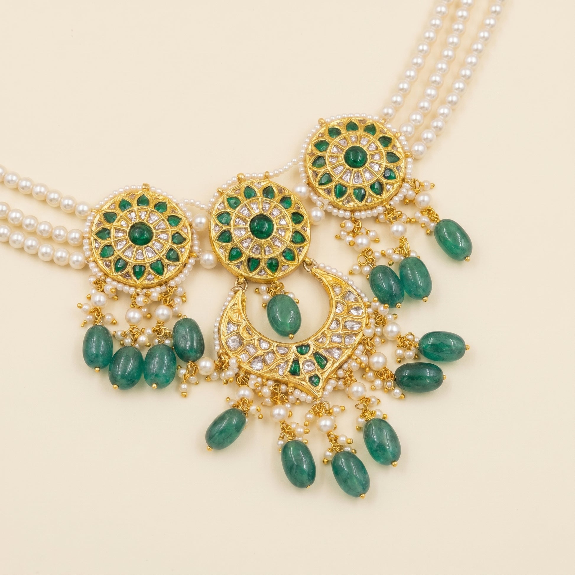 Jharoka Flower triangle drop pendant | Vama Gears