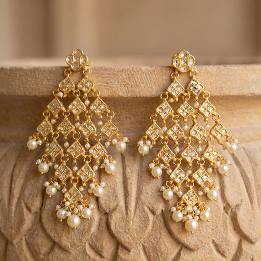 Jharoka Diamond shaped earrings | Vama Gears