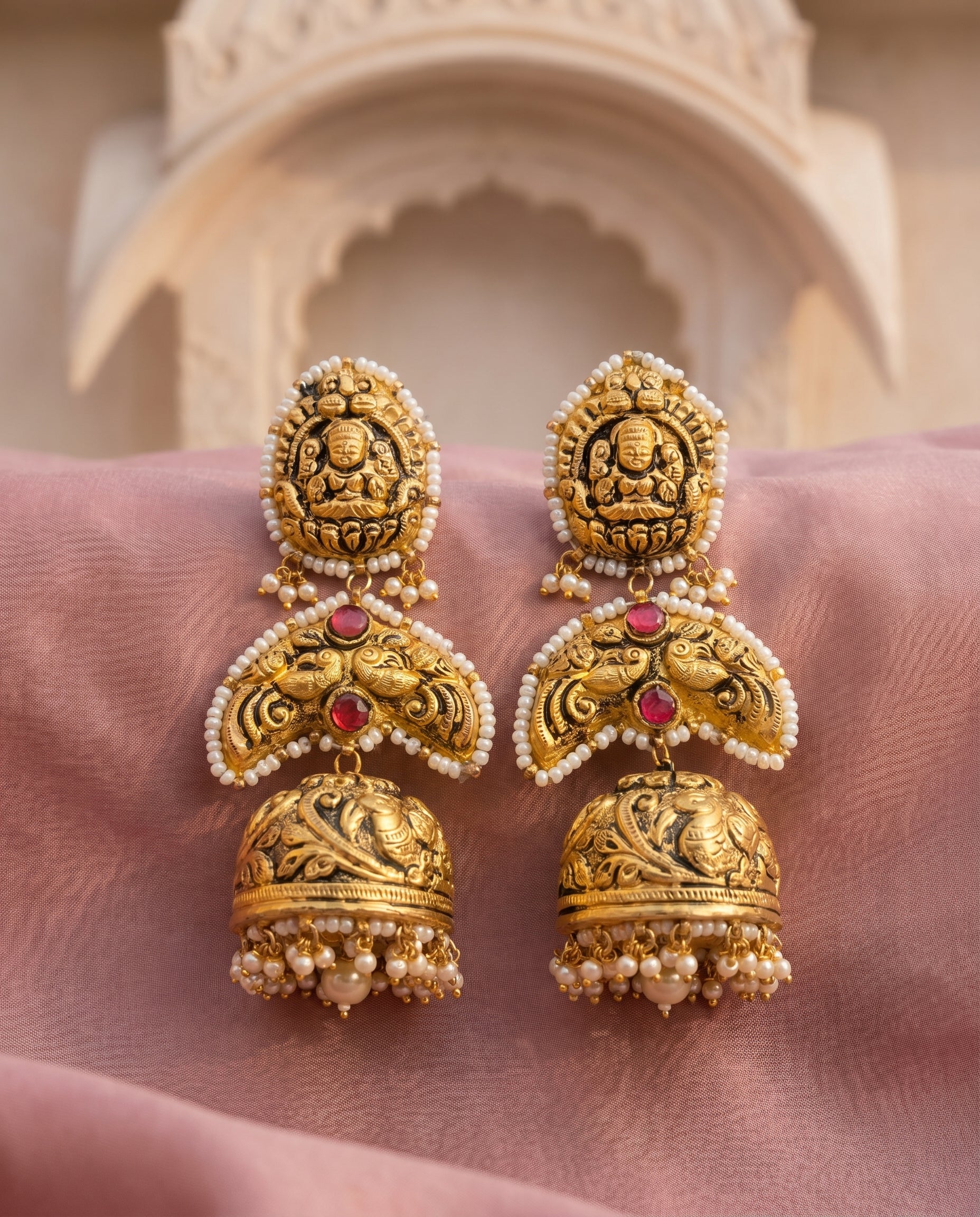 Jharoka Lakshmi temple jhumki | Vama Gears