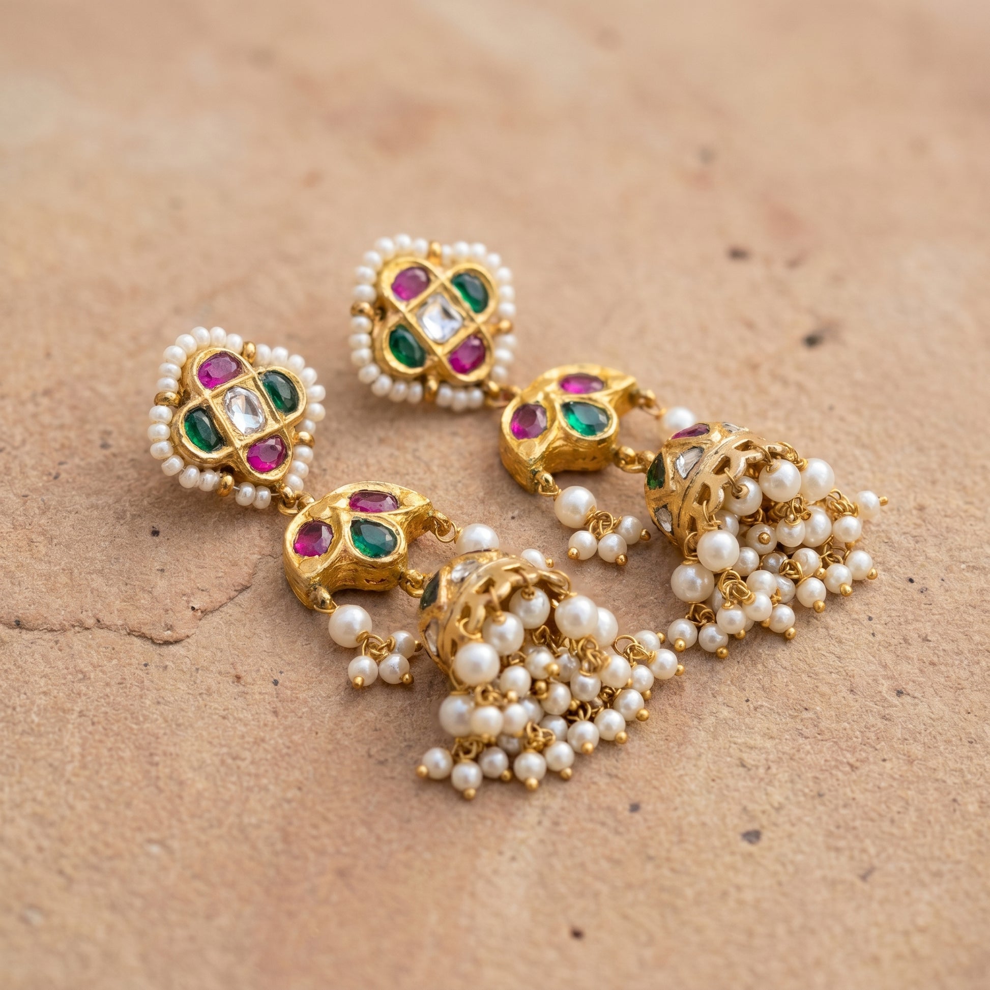 Jharoka Multi color jhumkis | Vama Gears