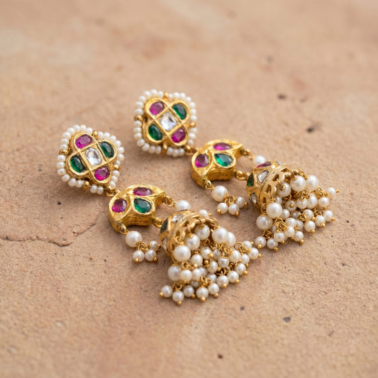Jharoka Multi color jhumkis | Vama Gears