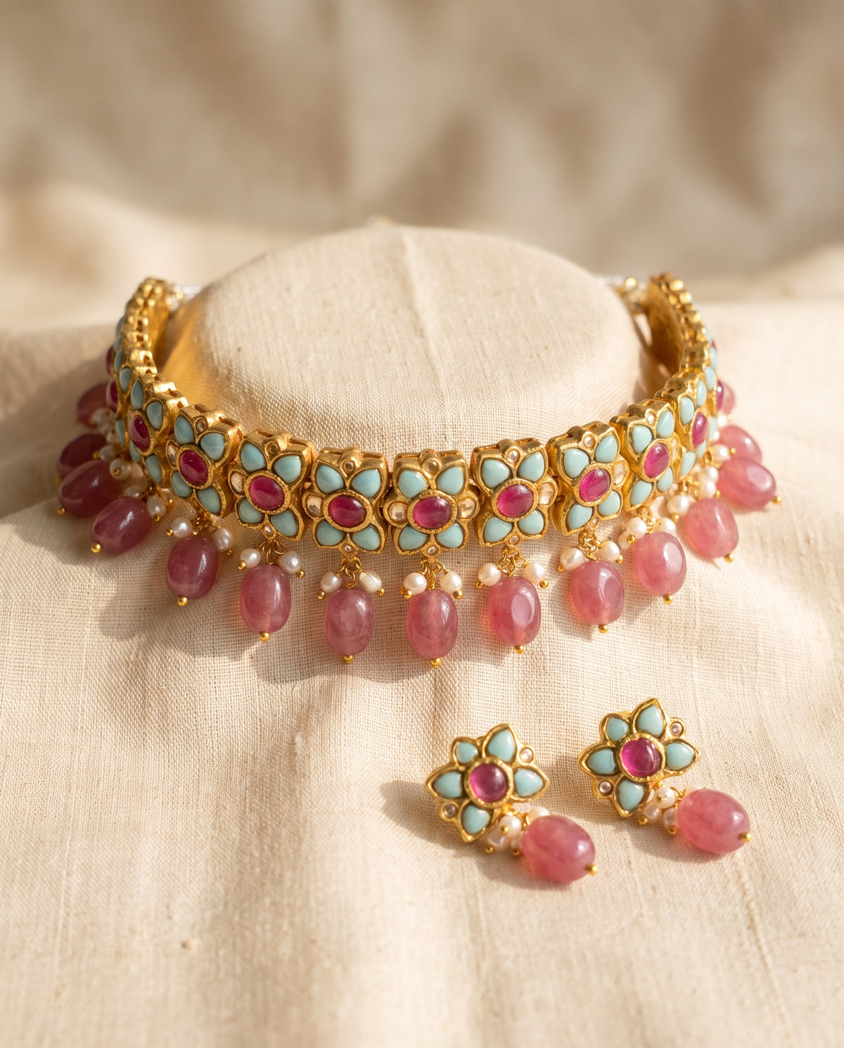 Handcrafted 22kt Gold Titli Chitki Choker Set with 4 Carat Certified Syndicate Polki and Butterfly Motif in Lightweight Gold Sheet Work