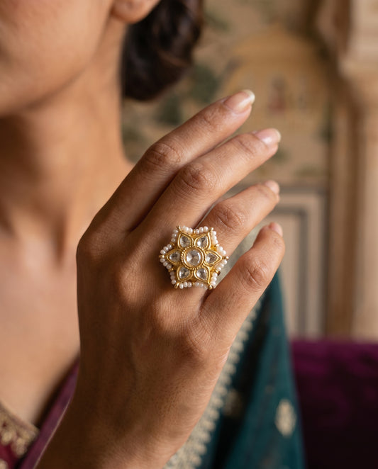 Jharoka Star ring white | Vama Gears