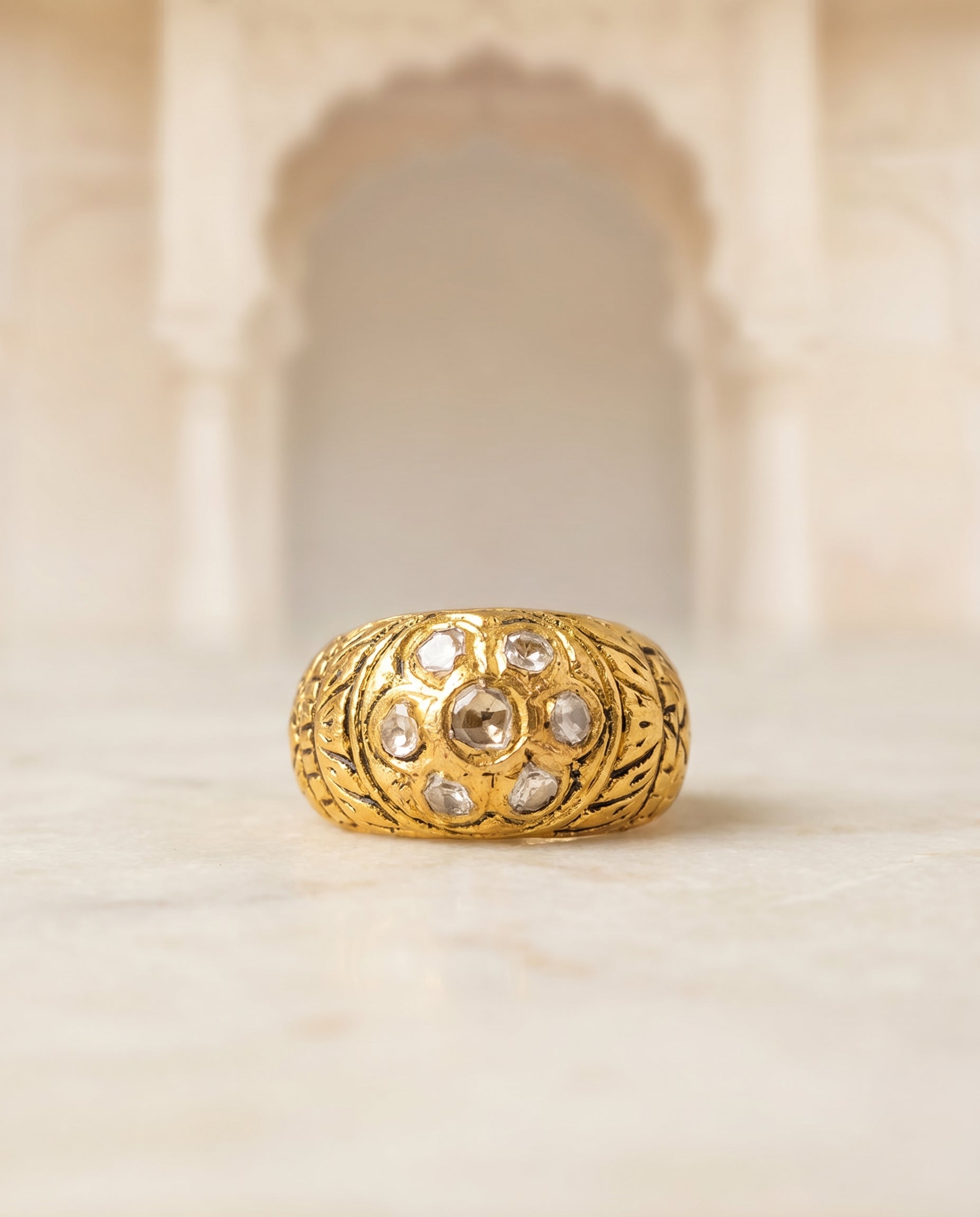 Jharoka Flower polki ring | Vama Gears