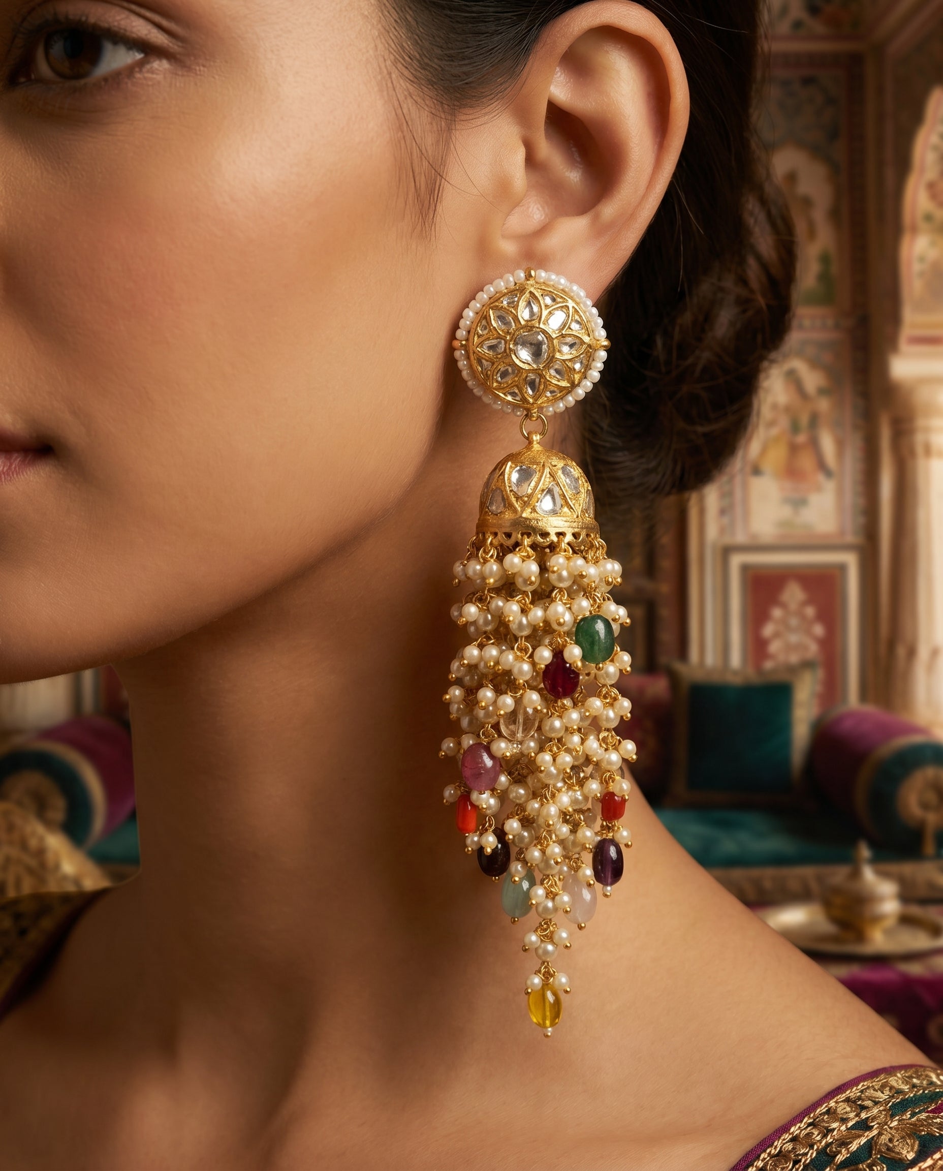 Jharoka Waterfall jhumkis | Vama Gears
