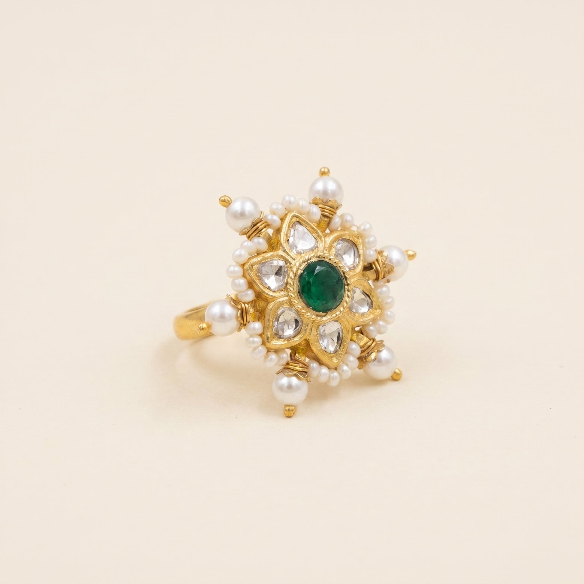 Jharoka Star ring green | Vama Gears