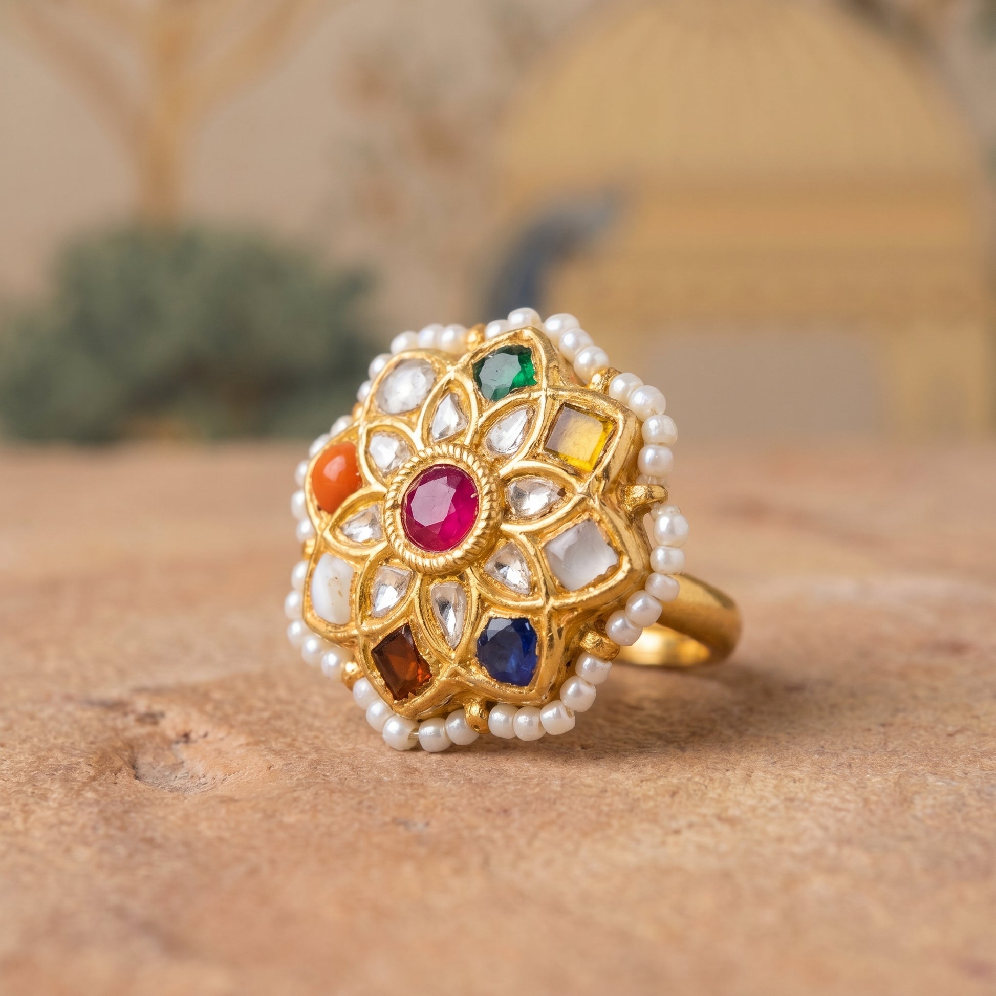 Jharoka Star navaratan ring | Vama Gears