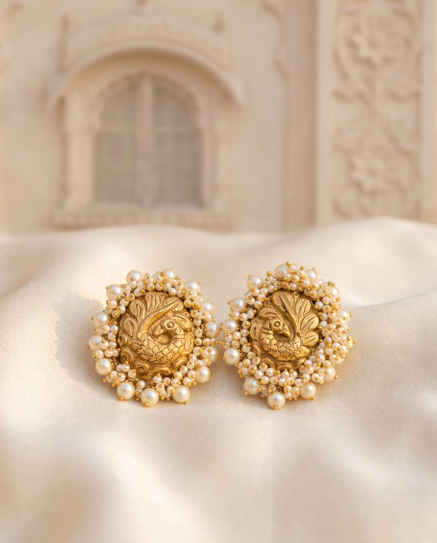 Jharoka Peacock earrings | Vama Gears